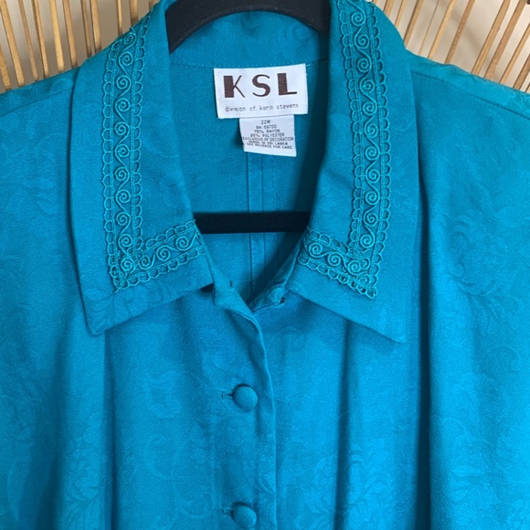 NWT $79 * KSL WOMENS PLUS SIZE TURQUOISE 2 PIECE DRESS AND JACKET * SIZE 22 - Picture 5 of 9